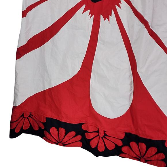 eShakti Maxi Flower Dress 1X 18W Red White Pocket‎ Cotton Surplice Neck Smocked - Picture 8 of 11